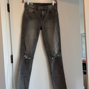 Gap Vintage Slim Mid Rise Jeans , Size 29 Tall / 8T, Grey Destroy